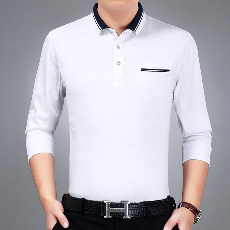Spring pure cotton middle age man Long sleeve t-shirts Middle and old age Lapel Easy Dad installed Add fertilizer XLin the Men's clothing, T-shirt  category - from Buy2taobao.com to provide professional Taobao agent buy service
