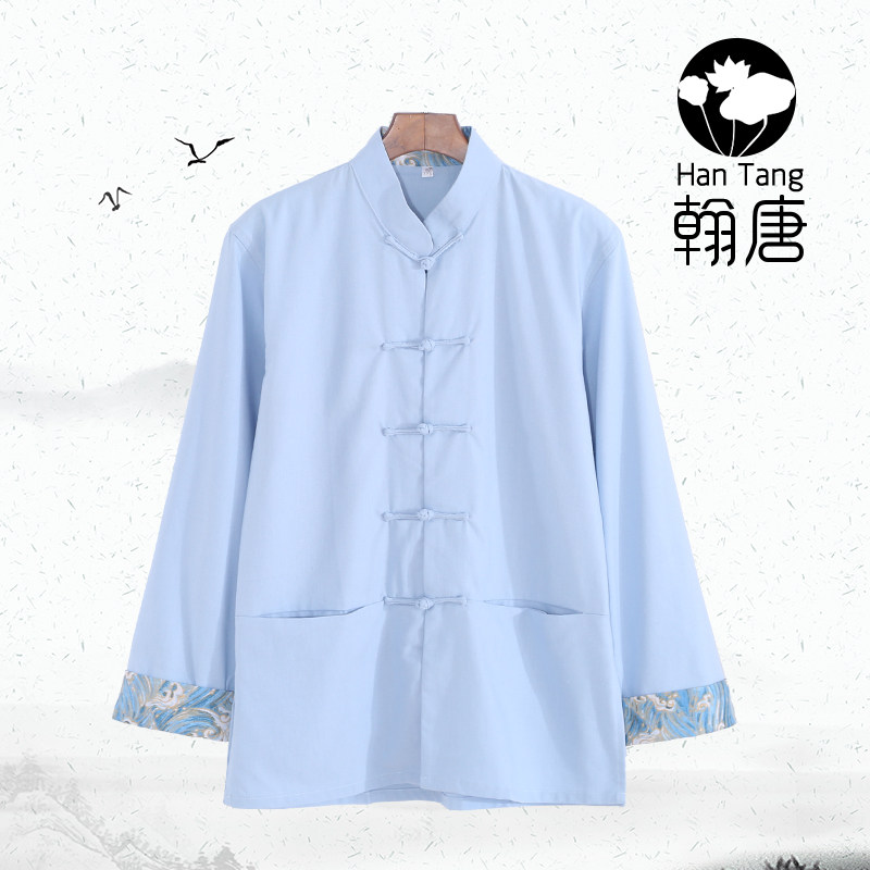 亚麻中式古典青年外套中国风汉服