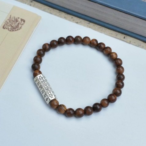 DIY普通梨木冰裂水晶五条经吊坠款新中式男女手串盘玩直播厂家代