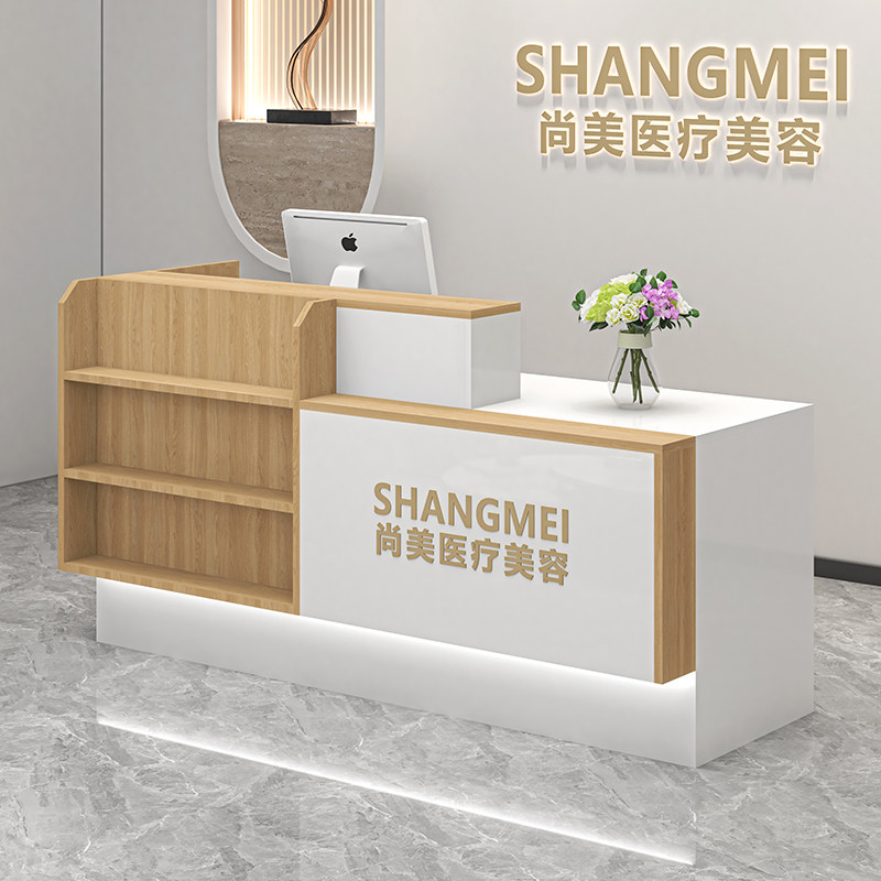 吧台健身房店铺小型壁挂超市便利店大气展示架装饰架前台接待台