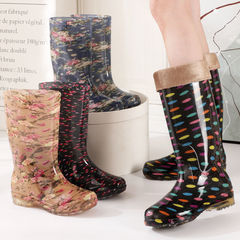 雨鞋女士高筒雨靴春秋长筒中筒水靴加绒防滑胶鞋时尚牛筋底水鞋女
