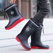 防水束口39 女靴 男女中高简保暖防水加绒可拆防滑雨鞋 48码 特大码