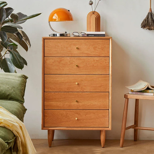 全实木樱桃木色斗柜收纳柜