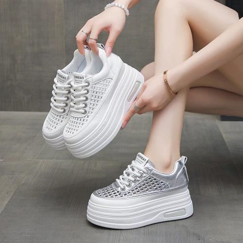 {专柜正品}增高不累脚百搭镂空鞋