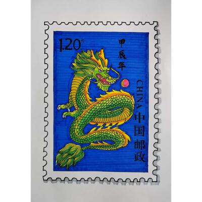 儿童画科幻画代画手绘邮票