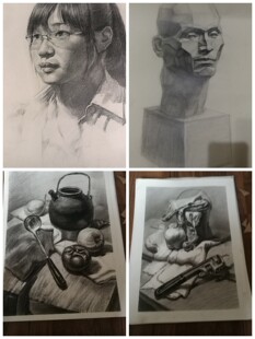 代画素描静物组合石膏头像成品画人物素描画  成品素描静物代画