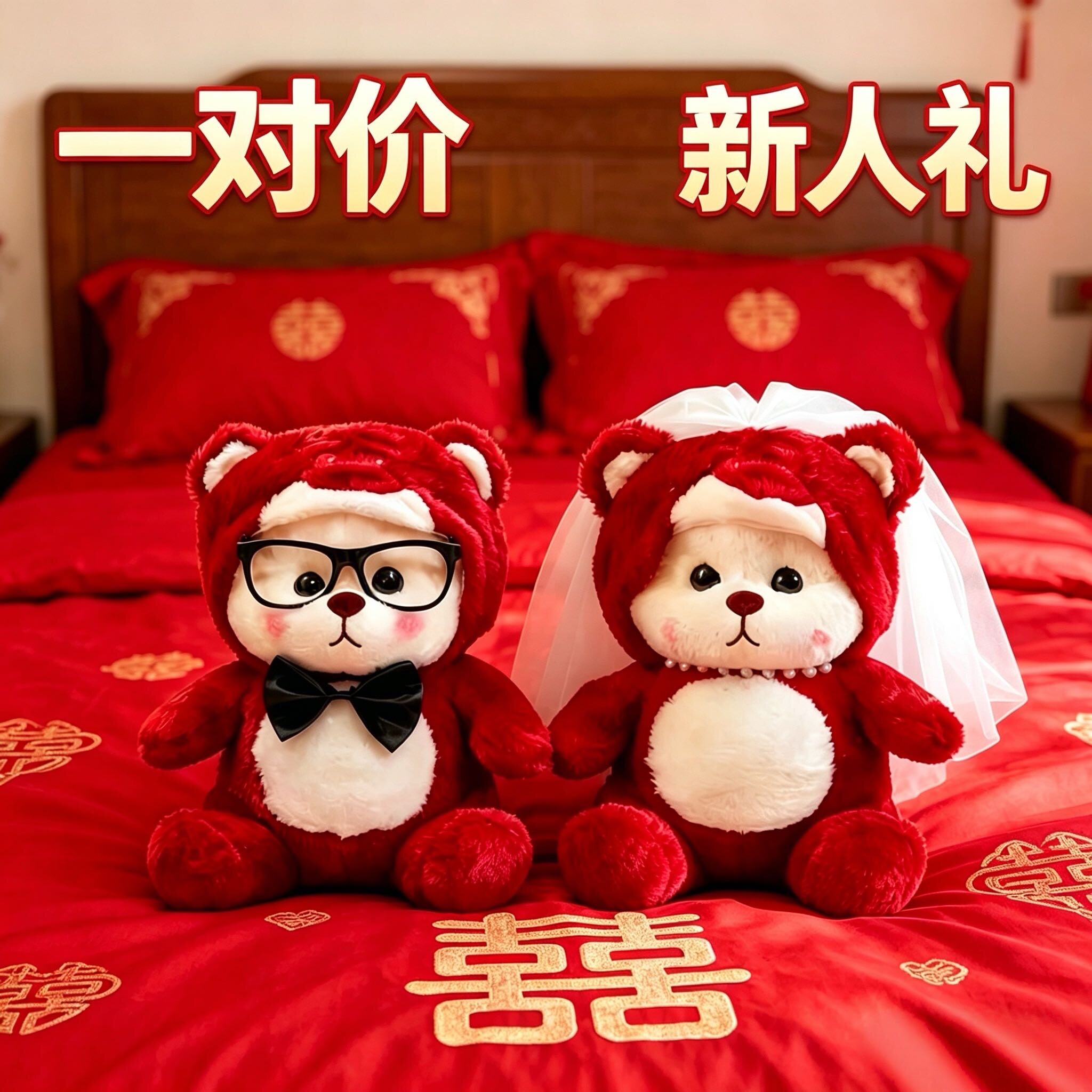 结婚压床娃娃一对陪嫁抱枕玩偶喜娃婚房布置公仔新婚礼物婚庆用品图片