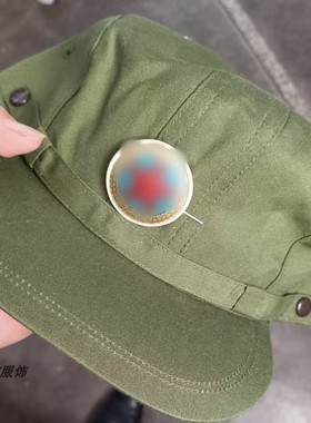 老式87军绿色帽子男帽户外休闲帽渔夫帽平顶帽正品老货怀旧收藏帽