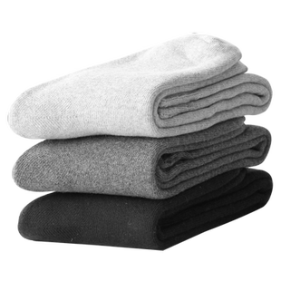 恒源祥秋季冬天纯棉加绒加厚毛圈长筒小腿袜子男士老年人保暖娃子