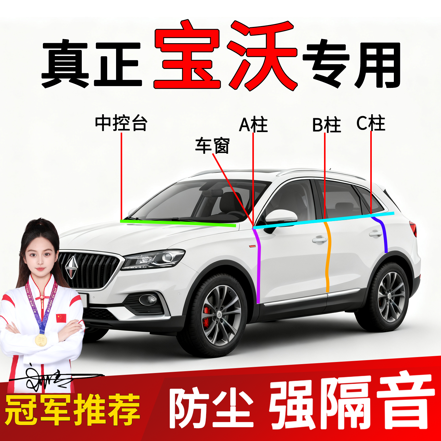 宝沃B柱C柱车门缝隙隔音密封条