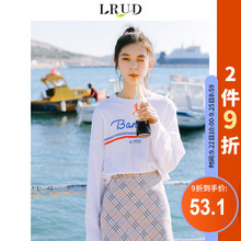 长袖 上衣宽松学生休闲内搭打底衫 新款 LRUD白色T恤女2019春季 韩版