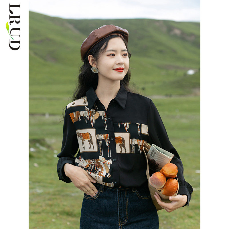 LRUD衬衫叠穿女2022春装新款韩版小众设计感长袖港味衬衣别致上衣
