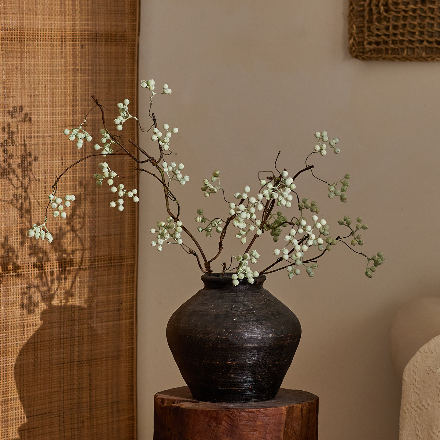 假花仿真花马桑果花艺摆设新中式客厅插花干花高档花束装饰花摆件