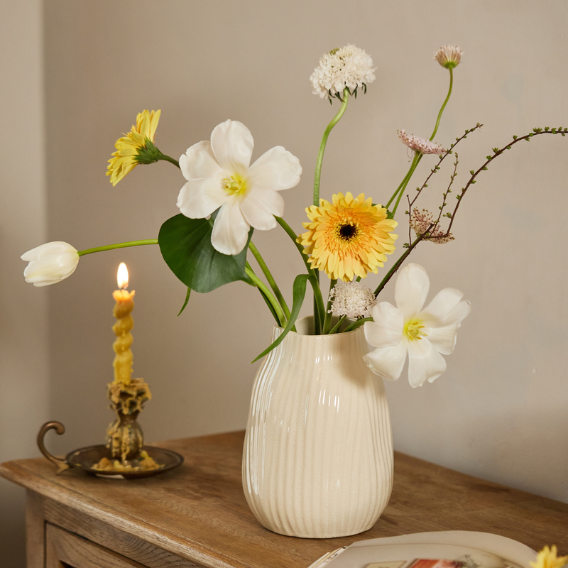 掬涵北欧奶油风冰裂陶瓷花瓶插花