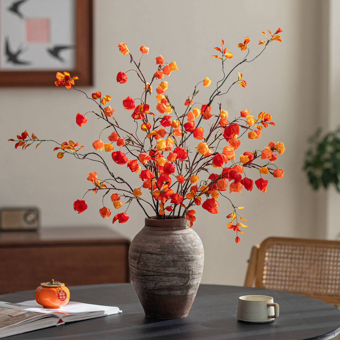 栾树果仿真花灯笼果假花客厅摆设新年装饰年宵花干花仿生花艺摆件,家居饰品,仿真花/假花,淘宝优惠券,粉丝福利购,淘宝优惠卷