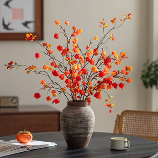栾树果仿真花灯笼果假花客厅摆设新年装饰年宵花干花仿生花艺摆件