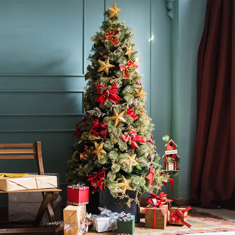 掬涵金色复古绿圣诞树套餐挂件装饰品超大型轻奢豪华摆件设新年,节庆用品/礼品,圣诞树,淘宝优惠券,粉丝福利购,淘宝优惠卷