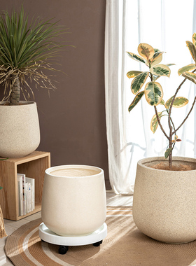 现代号简轻奢TC40119仿水泥特径大大口客厅绿植盆景约种植盆镁泥