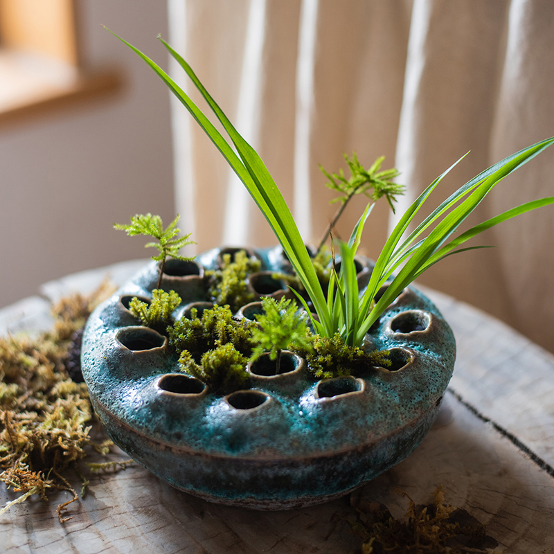 莲蓬陶瓷香薰炉香插香盒花瓶掬涵