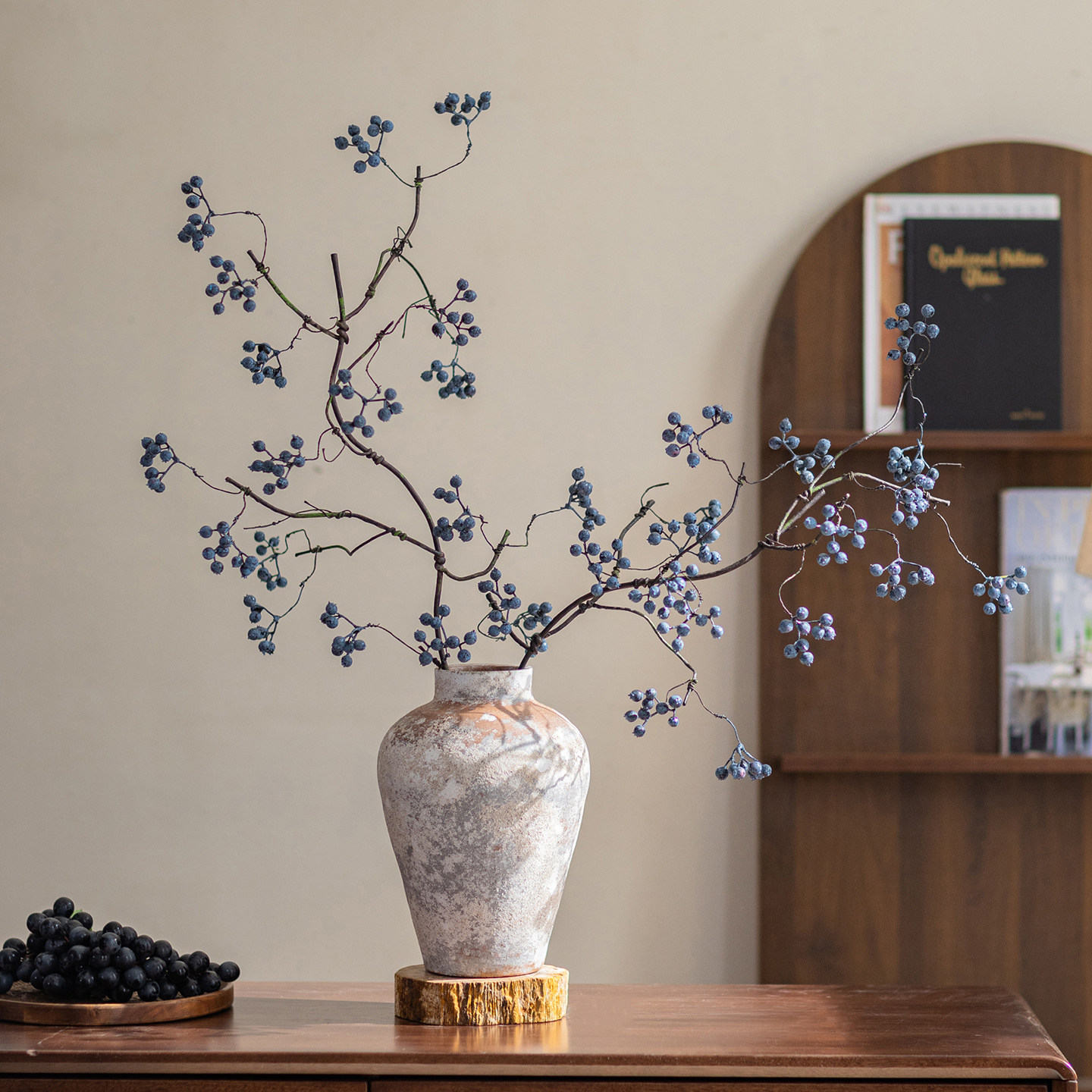 马桑果仿真花假花绿植摆设侘寂风干花逼真客厅高级感摆件山归来