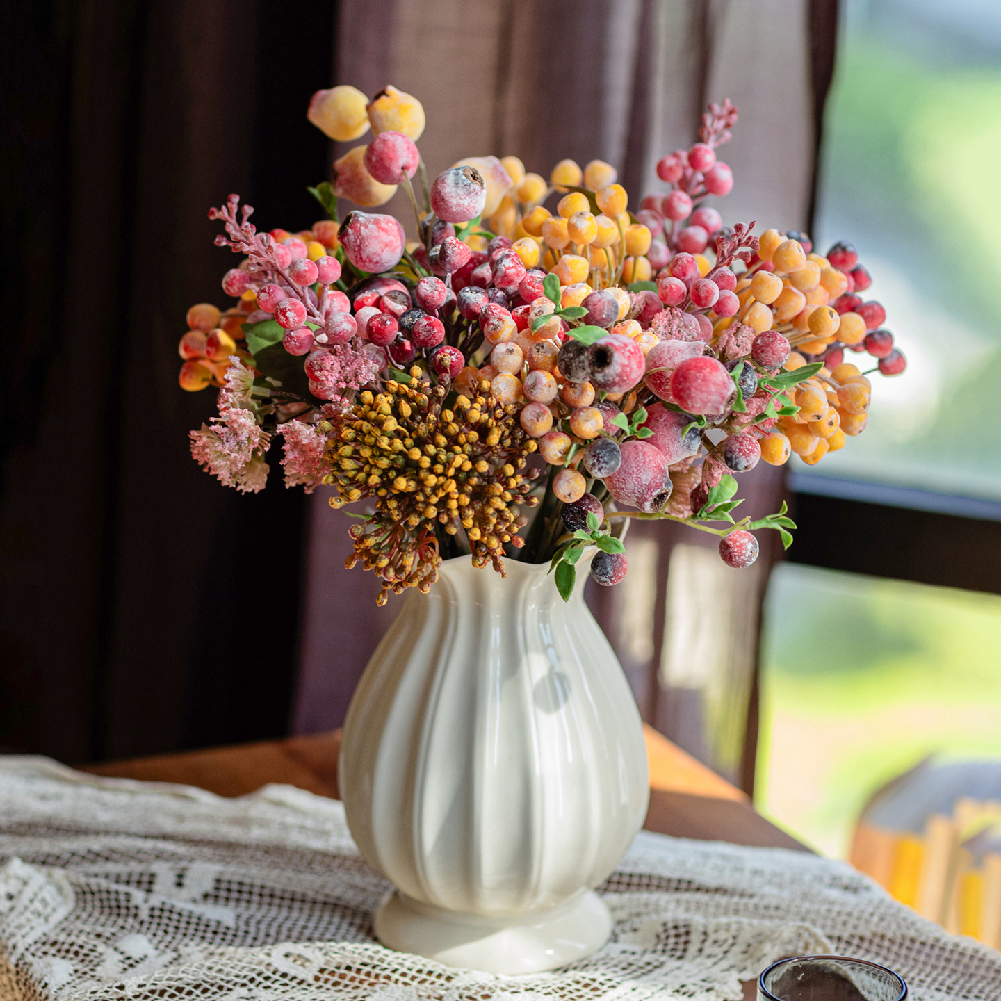 假花仿真花摆设蓝莓果花束花艺