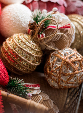 掬涵圣诞树挂饰装饰吊饰藤球松果雪球灯球圣诞节日氛围感派对装饰