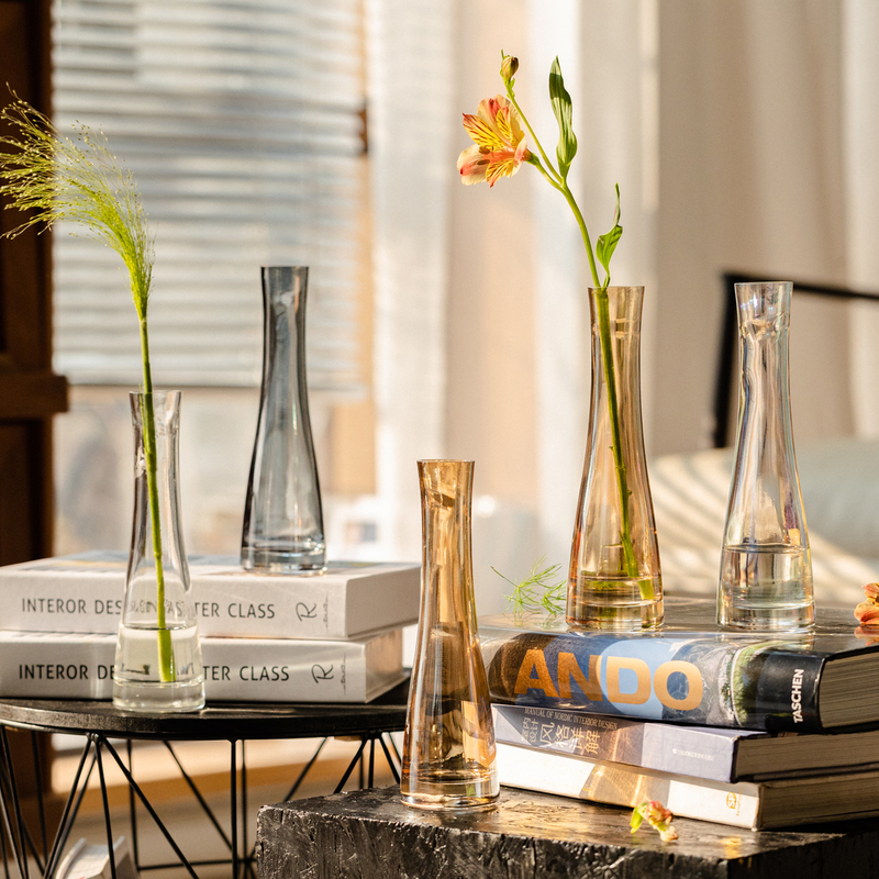 掬涵简约迷你玻璃花瓶透明插花