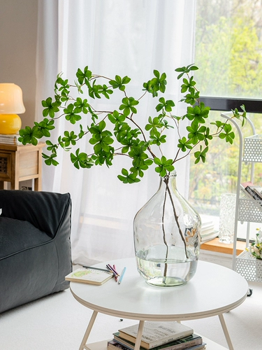 Симуляция зеленого растения лошадь пьяные деревянные висящие часы псевдо -платтные гостиные цветочные стол