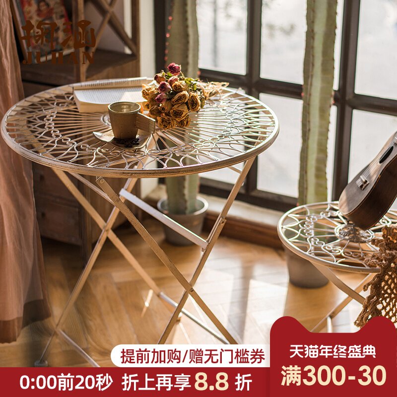 Skim Han Retro Wrought iron tables and chairs Folding single chair round table Afternoon Tea outdoors courtyard Garden decorationin the Home accessories , Creative Jewelry , Gift ideas  category - from Buy2taobao.com to provide professional Taobao agent buy service