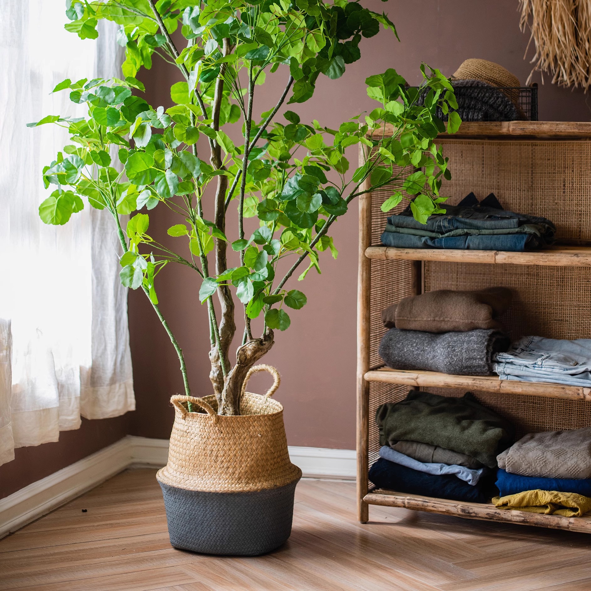 复古手工草编收纳筐收纳篮掬涵