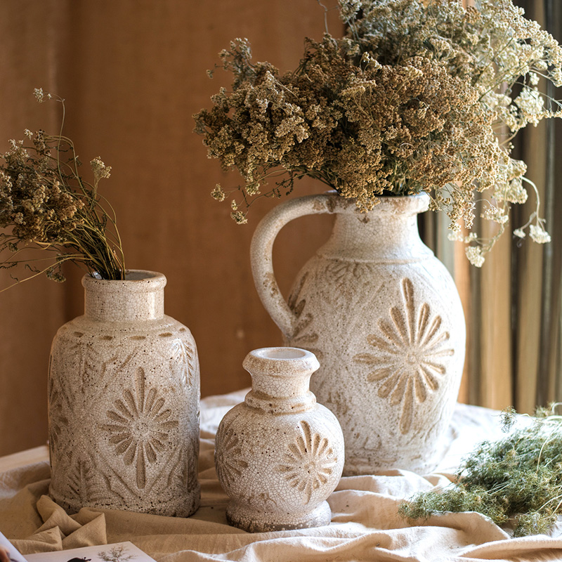 陶瓷花瓶法式粗陶做旧乡村复古
