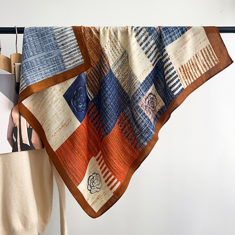 【方糖茶花】2025新品仿丝毛大方巾丝巾美拉德色系高级感围脖披肩