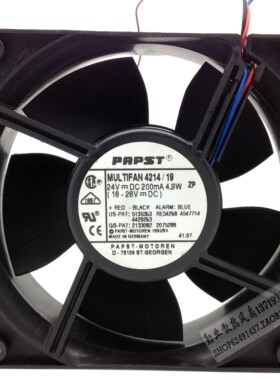 德国PAPST 12038 12CM 变频器风扇 24V 4.9W 4214/19 三线测速