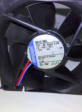 原装 EBM PAPST TYP 8412NGL 12V 0.6W 8CM 8025 2线 散热 风扇