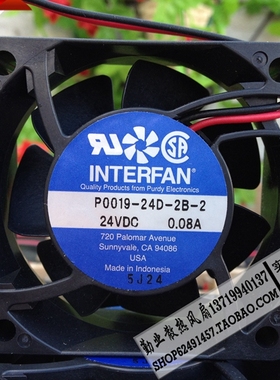 INTERFAN 6025 6CM  24V 0.08A 双滚珠变频器风扇 P0019-24D-2B-2