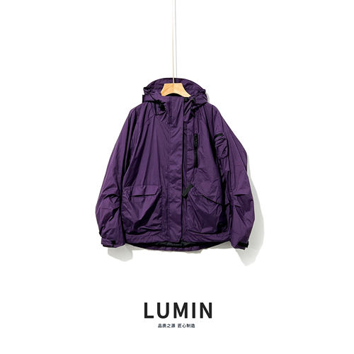 LUMIN/都市休闲 秋季 户外工装风连帽轻薄宽松保暖棉服外套女-640