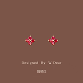 「馥郁红」新年红精致四叶草耳夹蚊香盘无耳洞女轻奢小众气质耳饰