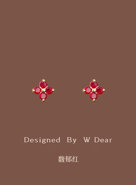 「馥郁红」新年红精致四叶草耳夹蚊香盘无耳洞女轻奢小众气质耳饰