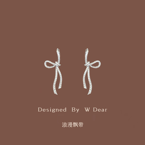 「浪漫飘带」蝴蝶结耳钉耳夹女