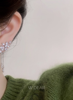 「繁花似梦」花朵流苏耳夹女无耳洞蚊香盘耳环气质长款显脸瘦耳饰