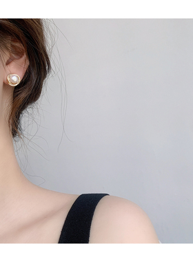 【W Dear】法式优雅淡水珍珠蚊香盘耳夹无耳洞女简约高级感耳钉