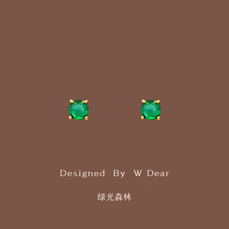 轻奢祖母绿锆石硅胶耳夹一体式