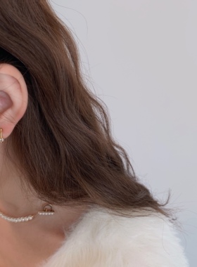 小桃心珍珠无痛耳夹女无耳洞新款简约精致气质耳钉耳环可爱耳饰