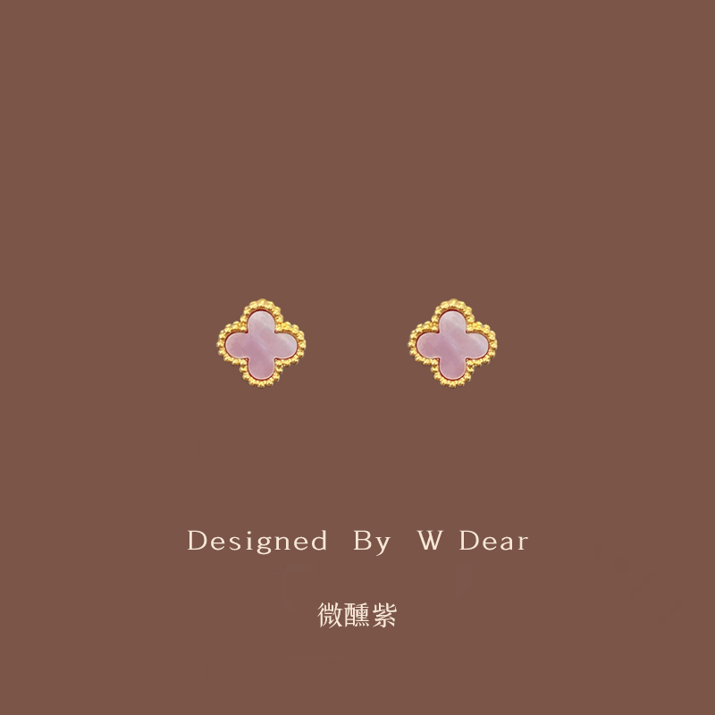 粉紫色贝母蚊香盘耳夹耳环