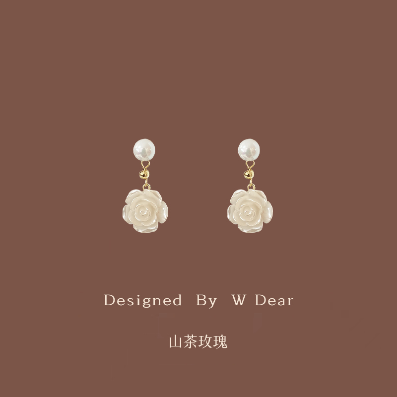 「山茶玫瑰」蚊香盘耳夹女无耳洞