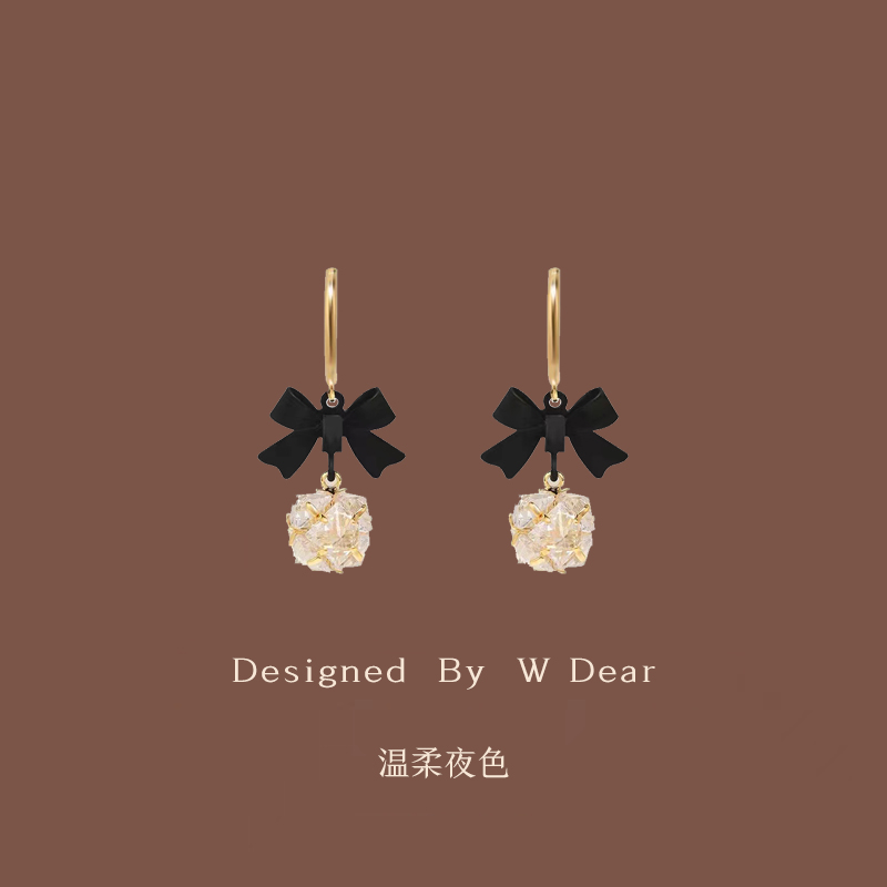 温柔夜色蝴蝶结耳夹蚊香设计气质