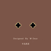 「半岛黑茶」高级感黑玛瑙耳钉女无耳洞蚊香盘轻奢精致气质耳饰新