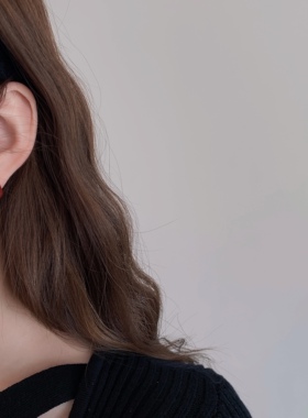 气质新年款～酒红色小圆球耳夹盘女无耳洞耳饰