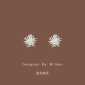 「银色烟花」锆石花朵耳环女无耳洞蚊香盘耳夹小众设计感耳饰新品