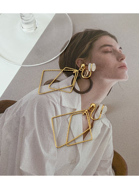 【W Dear】极简风几何镂空蚊香盘耳夹女无耳洞日韩气质个性耳环